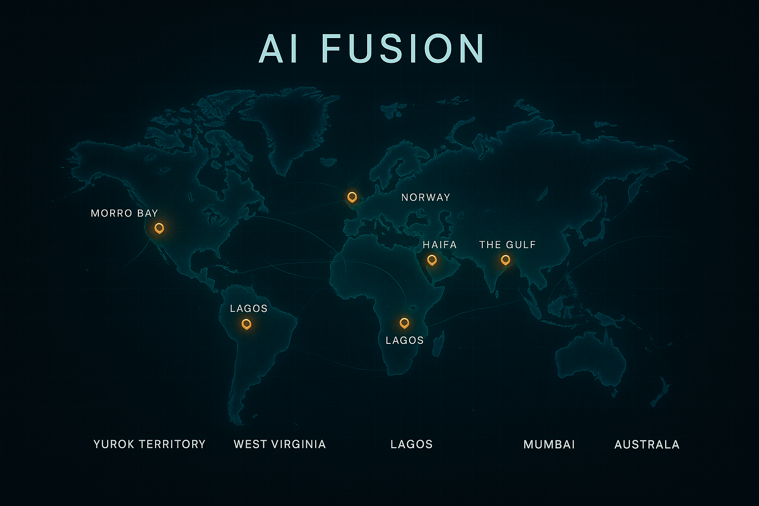 World map of key locations in AI Fusion